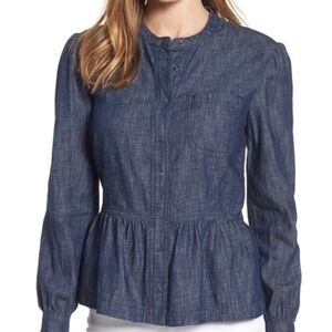 Lucky Brand Romantic Denim Peplum Top